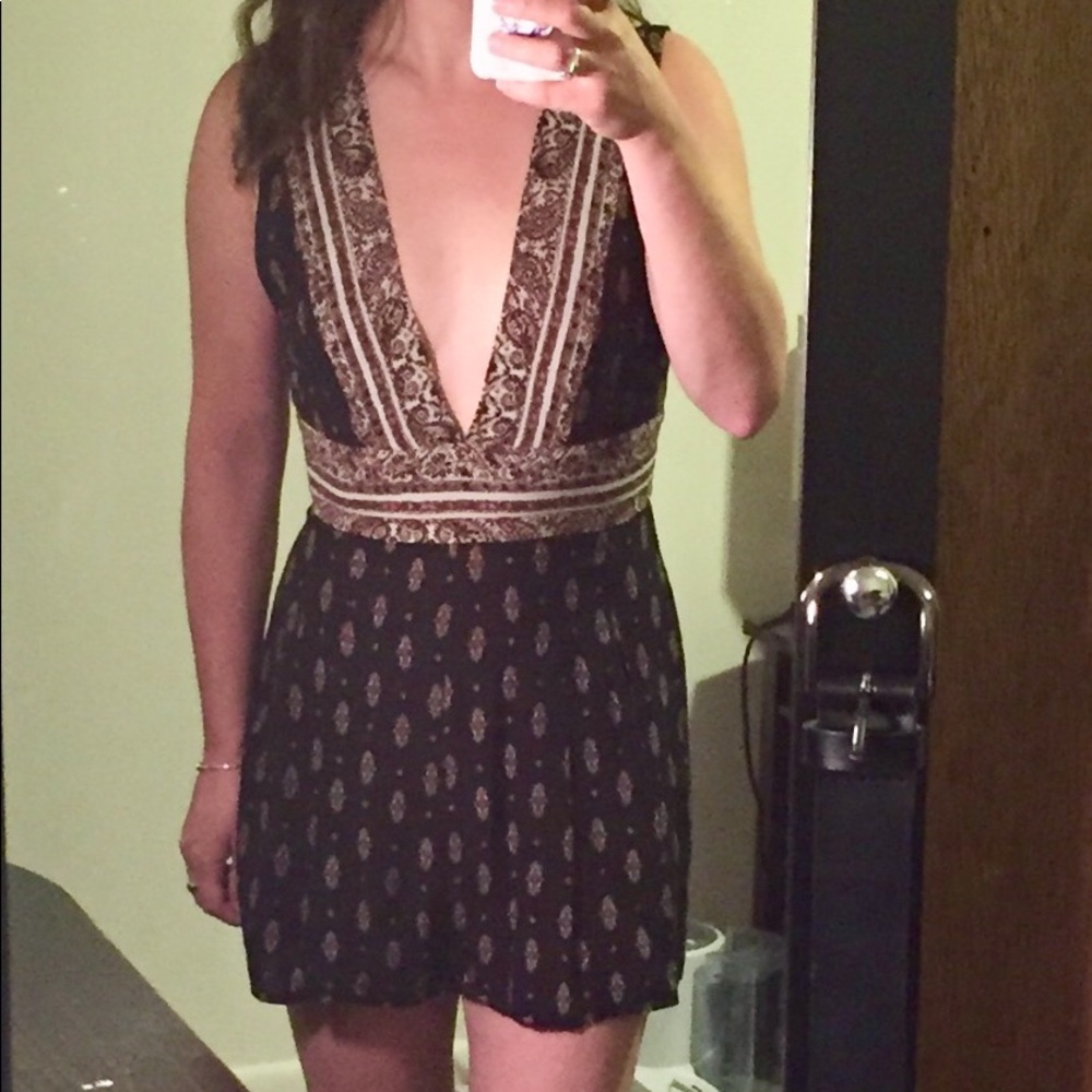Deep v neck & back romper